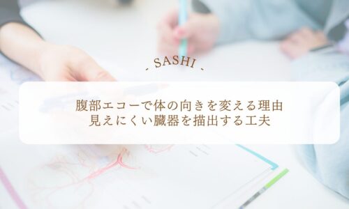 腹部エコーで体位変換して臓器を描出する工夫