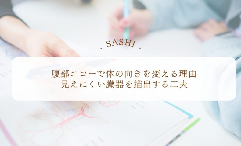 腹部エコーで体位変換して臓器を描出する工夫