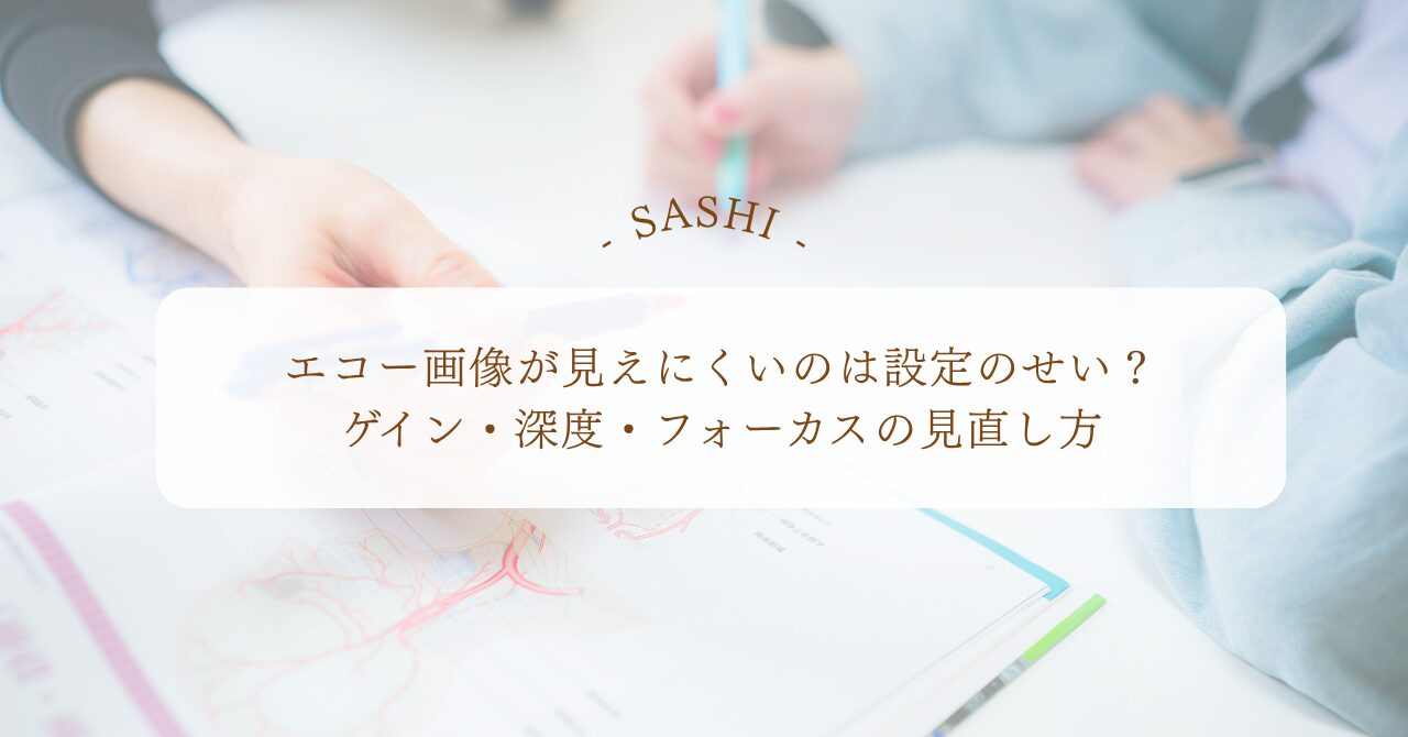 エコー画像が見えにくい時のゲイン・深度・フォーカス調整