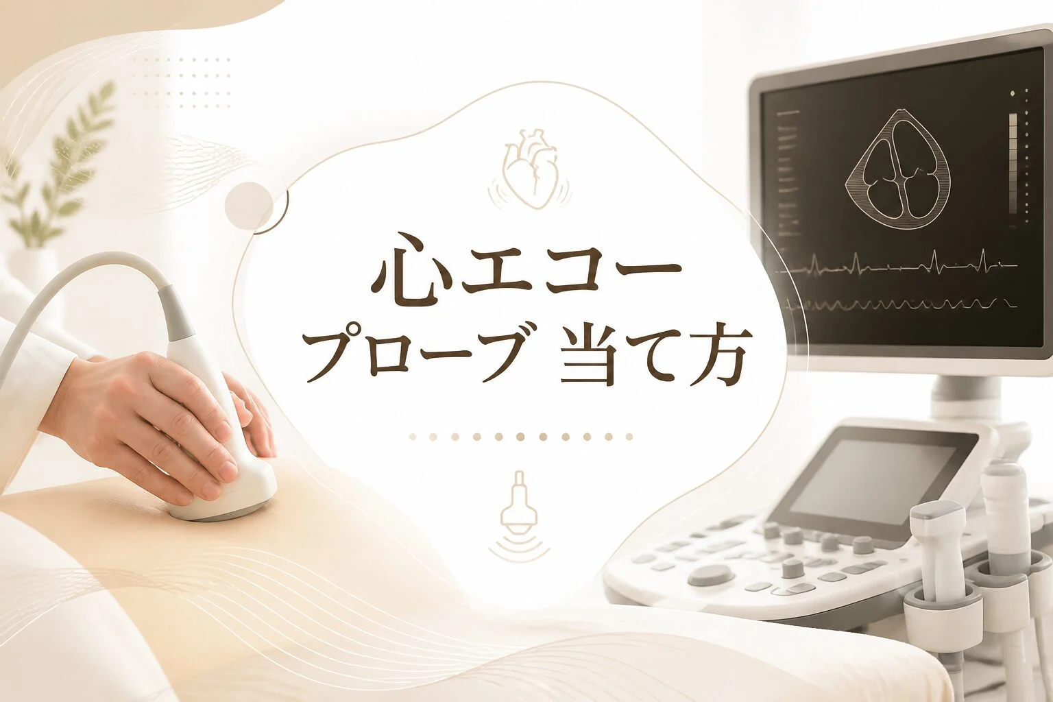超音波プローブを使った心エコー実技の学習イメージ